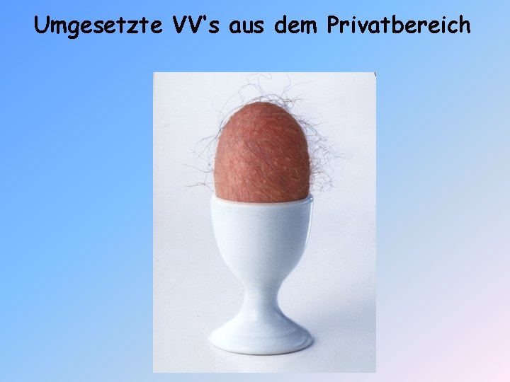 Umgesetzte VV‘s aus dem Privatbereich 