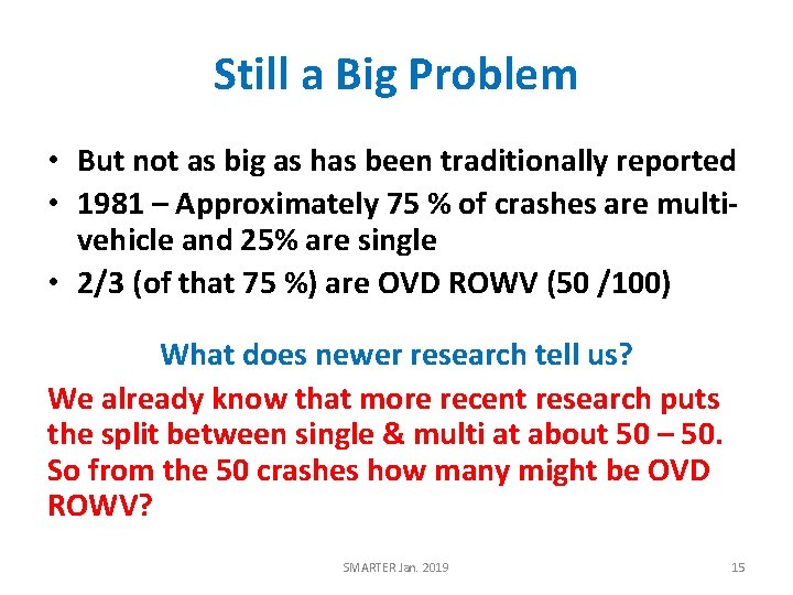 Still a Big Problem • But not as big as has been traditionally reported
