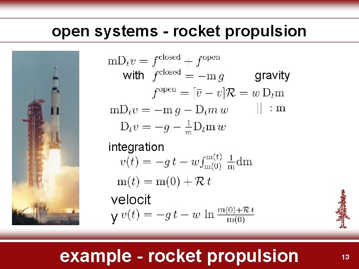 open systems - rocket propulsion with gravity integration velocit y example - rocket propulsion