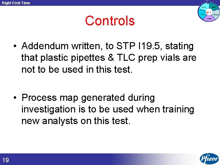 Right First Time Controls • Addendum written, to STP I 19. 5, stating that