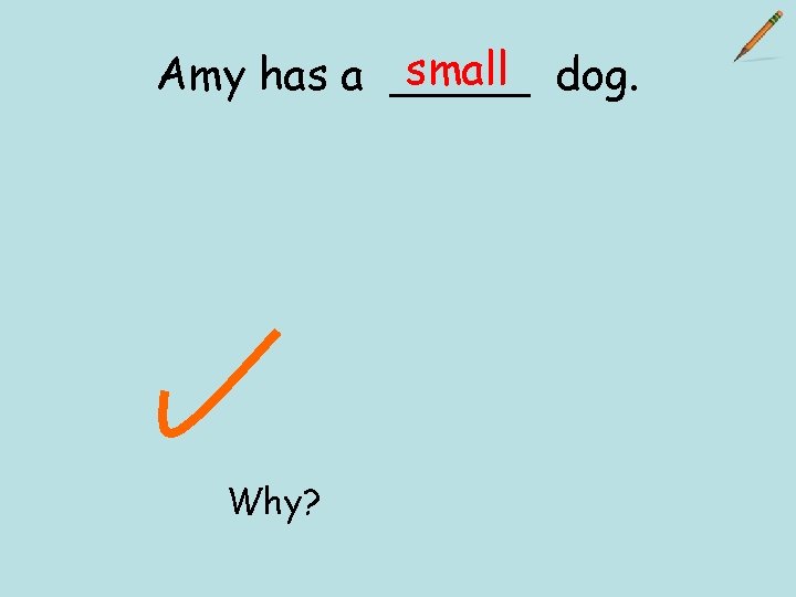 small dog. Amy has a _____ Why? 