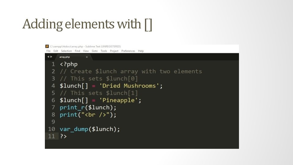 Adding elements with [] 