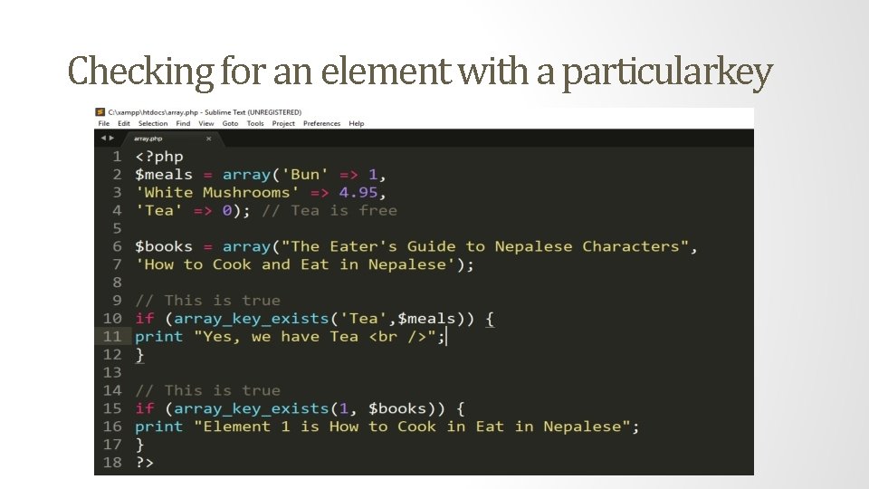 Checking for an element with a particularkey 