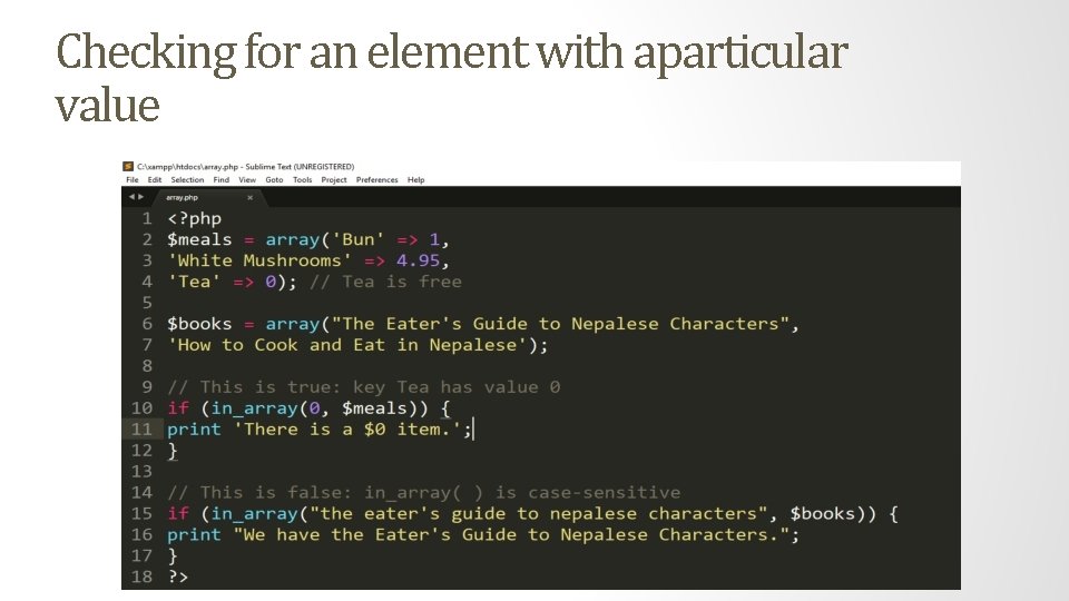 Checking for an element with aparticular value 