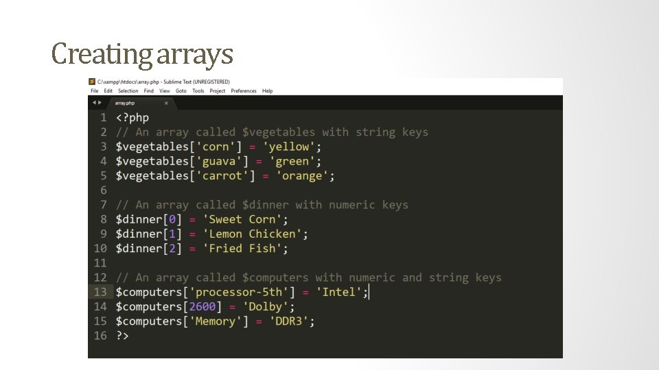 Creating arrays 