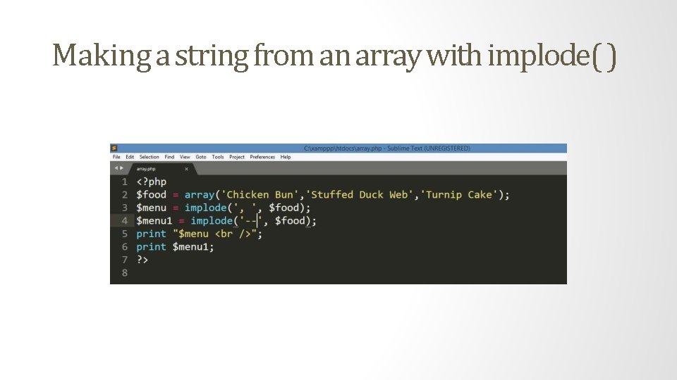 Making a string from an array with implode( ) 