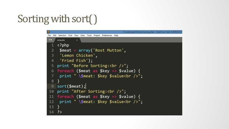 Sorting with sort( ) 