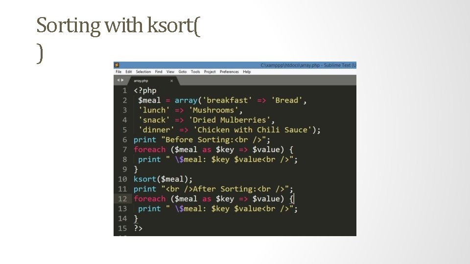 Sorting with ksort( ) 