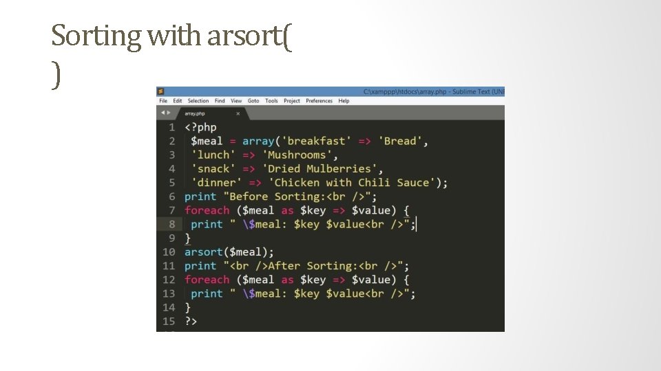 Sorting with arsort( ) 