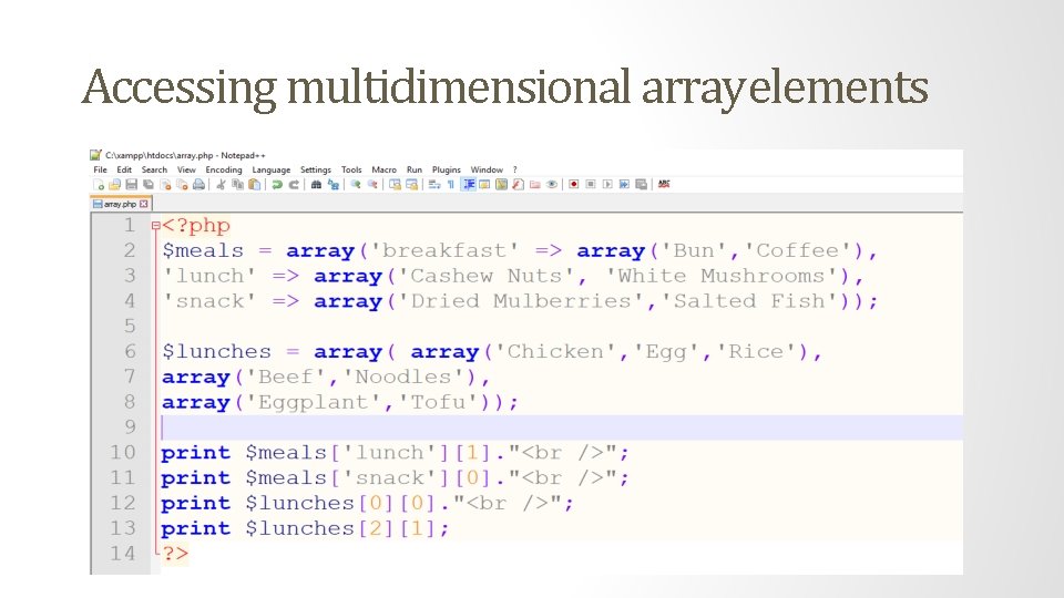 Accessing multidimensional arrayelements 