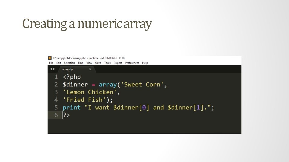 Creating a numeric array 