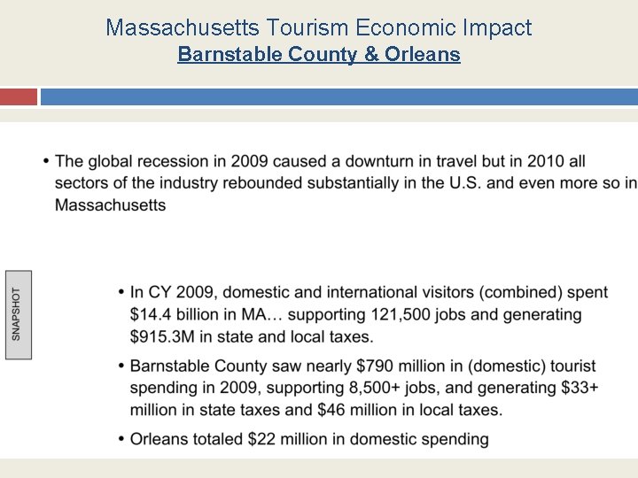Massachusetts Tourism Economic Impact Barnstable County & Orleans 