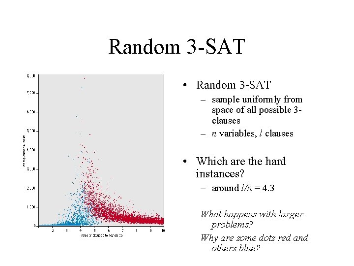 Random 3 -SAT • Random 3 -SAT – sample uniformly from space of all