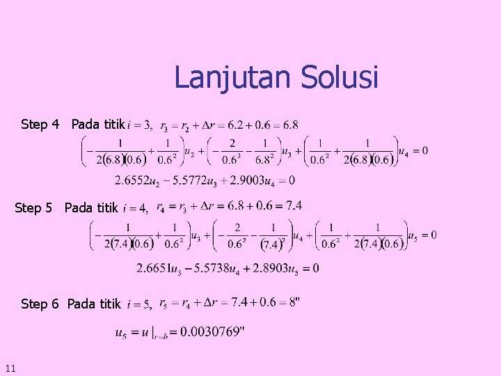 Lanjutan Solusi Step 4 Pada titik Step 5 Pada titik Step 6 Pada titik