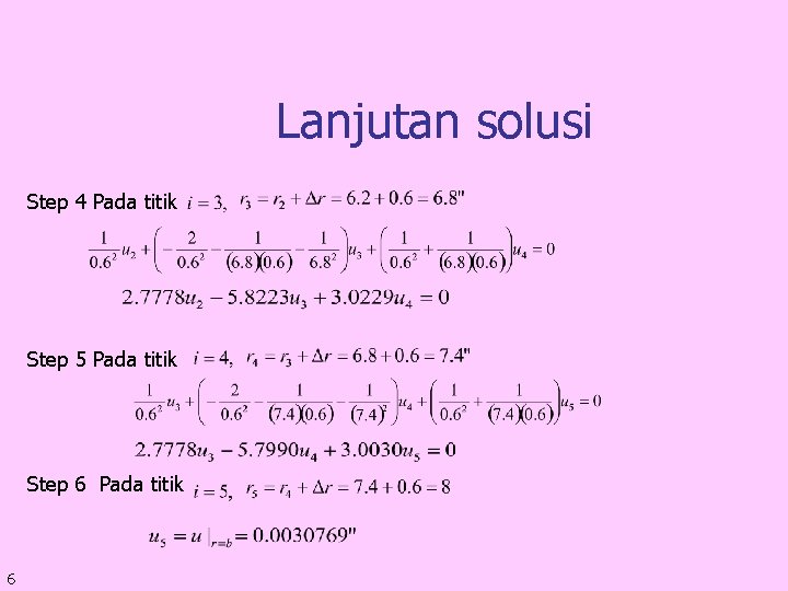 Lanjutan solusi Step 4 Pada titik Step 5 Pada titik Step 6 Pada titik