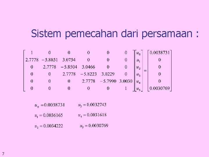 Sistem pemecahan dari persamaan : 7 