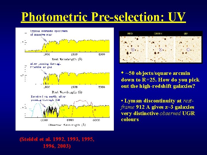 Photometric Pre-selection: UV • ~50 objects/square arcmin down to R=25. How do you pick