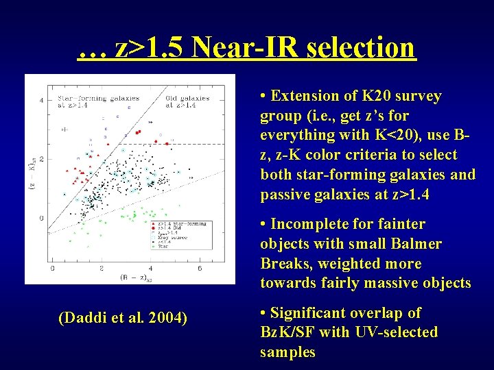 … z>1. 5 Near-IR selection • Extension of K 20 survey group (i. e.