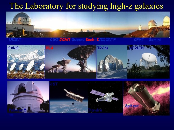 The Laboratory for studying high-z galaxies UKIRT OVRO CSO JCMT Subaru Keck-I/II IRTF VLA