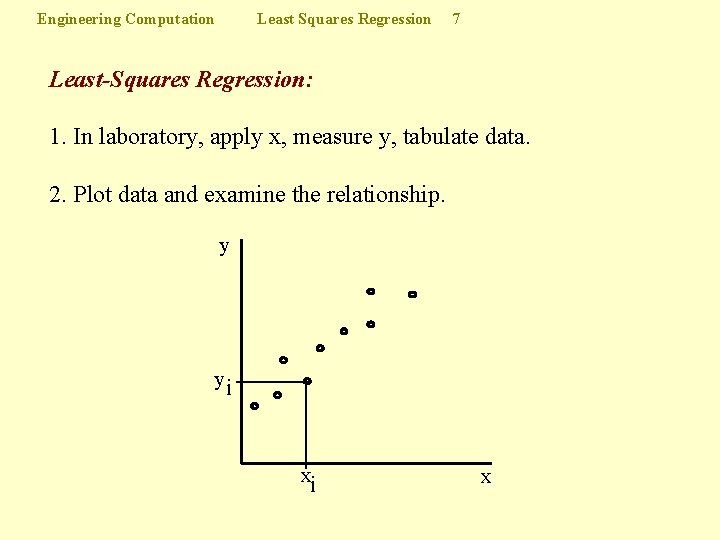 Engineering Computation Least Squares Regression 7 Least-Squares Regression: 1. In laboratory, apply x, measure