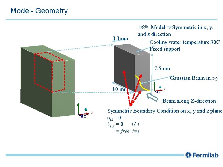 Model- Geometry 3. 3 mm 1/8 th Model Symmetric in x, y, and z