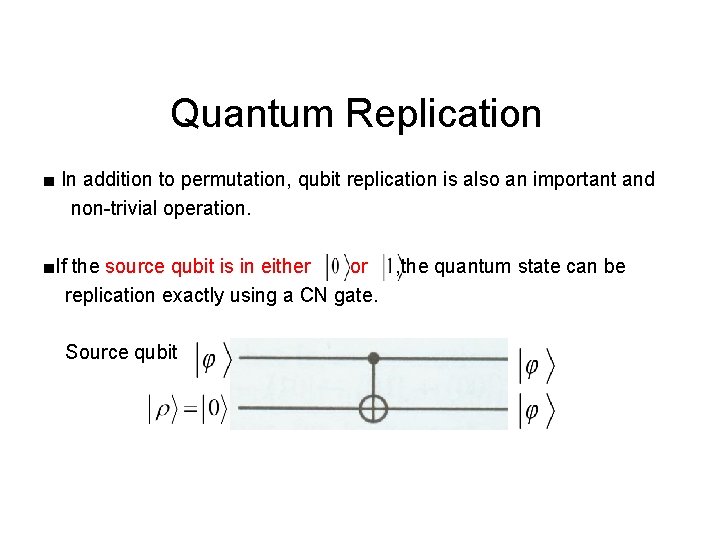 Quantum Replication ■ In addition to permutation, qubit replication is also an important and
