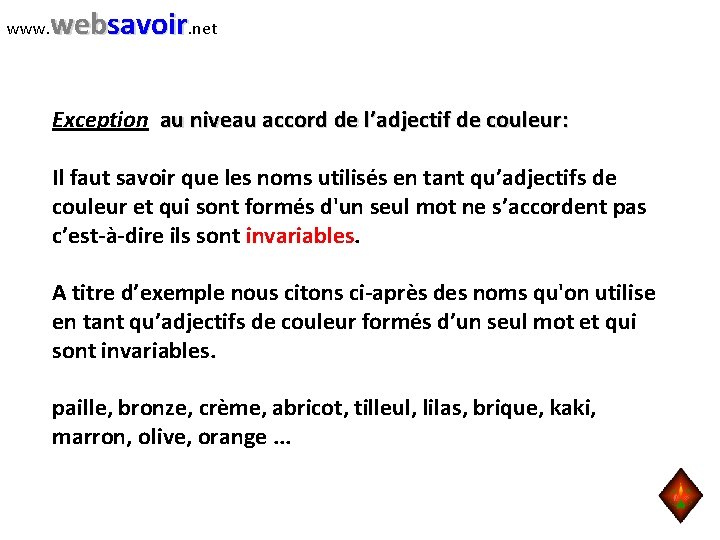 www websavoir net Franais Accord des adjectifs de