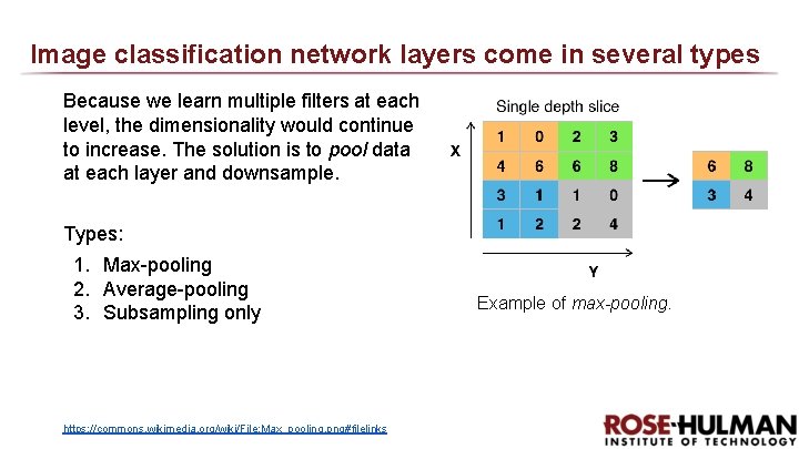 Image classification network layers come in several types Because we learn multiple filters at Image classification network layers come in several types Because we learn multiple filters at