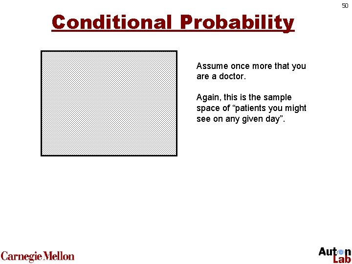 Conditional Probability Assume once more that you are a doctor. Again, this is the