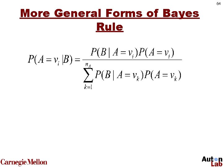 More General Forms of Bayes Rule 64 