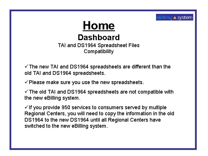 Home Dashboard TAI and DS 1964 Spreadsheet Files Compatibility üThe new TAI and DS