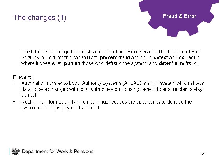 The changes (1) Fraud & Error The future is an integrated end-to-end Fraud and