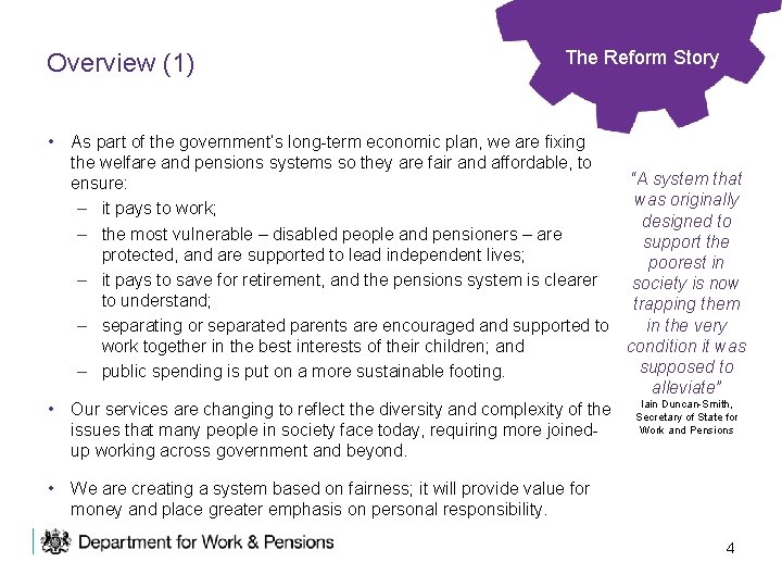 Overview (1) The Reform Story • As part of the government’s long-term economic plan,