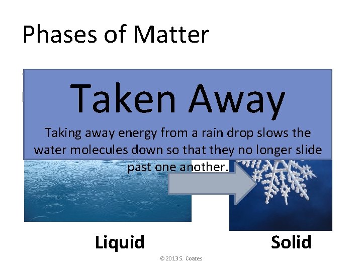 Phases of Matter • Is ENERGY being. ADDEDor. TAKEN AWAYin this phase change: Taken