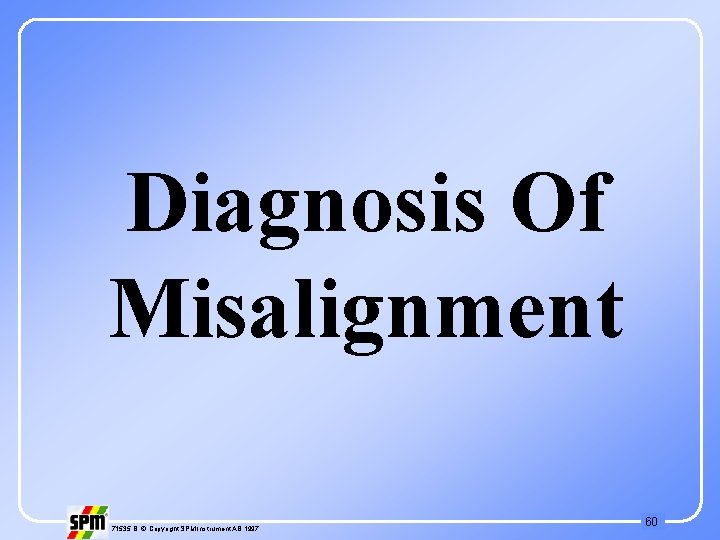 Diagnosis Of Misalignment 71535 B © Copyright SPM Instrument AB 1997 60 