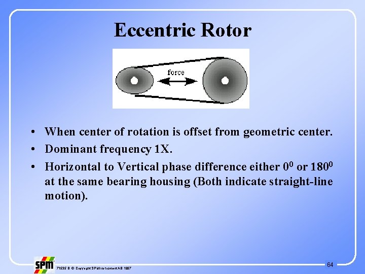 Eccentric Rotor • When center of rotation is offset from geometric center. • Dominant