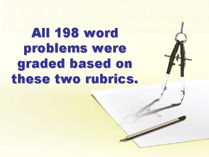 All 198 word problems were graded based on these two rubrics. 