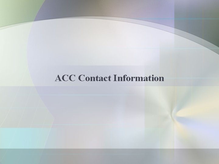 ACC Contact Information 
