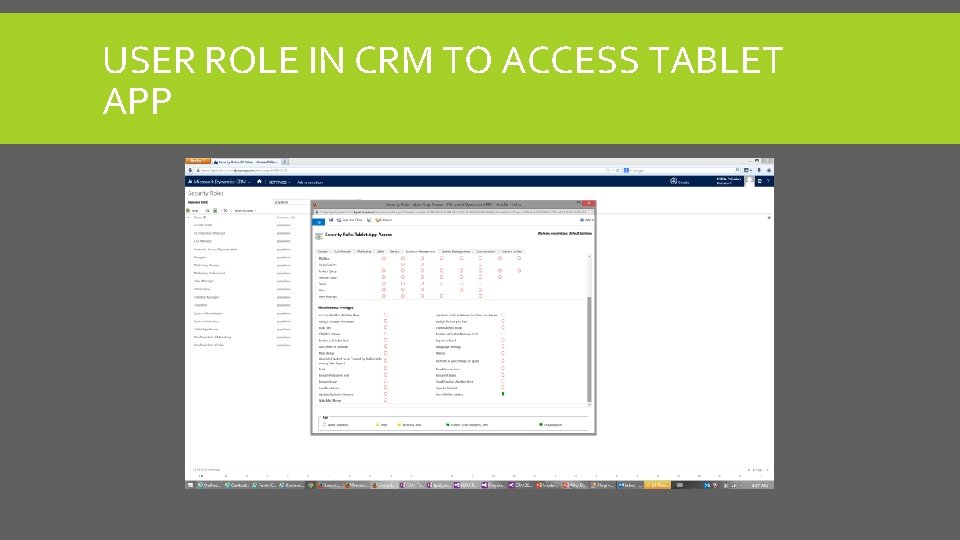USER ROLE IN CRM TO ACCESS TABLET APP 