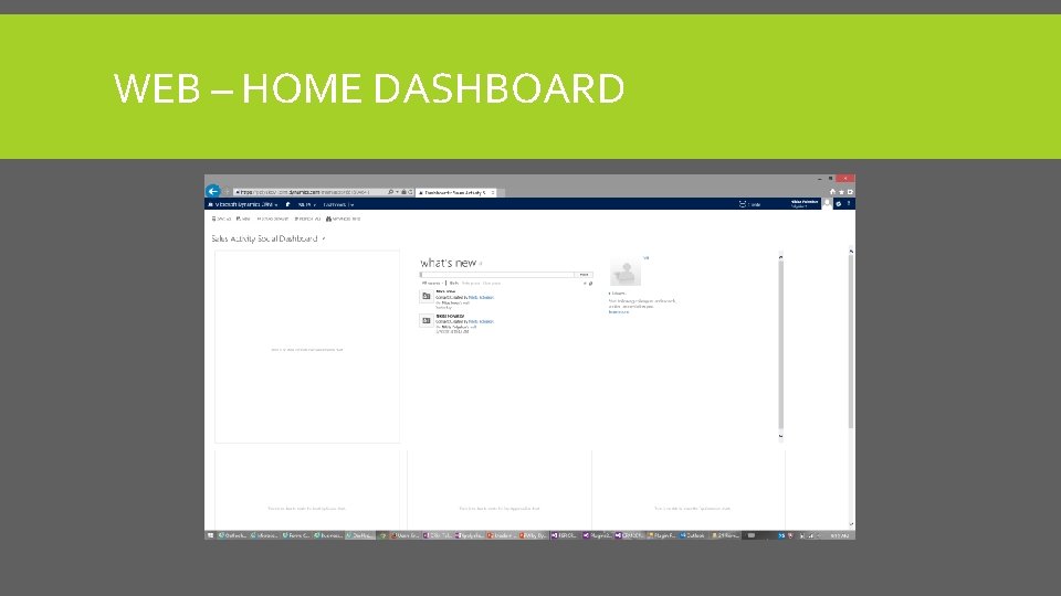 WEB – HOME DASHBOARD 