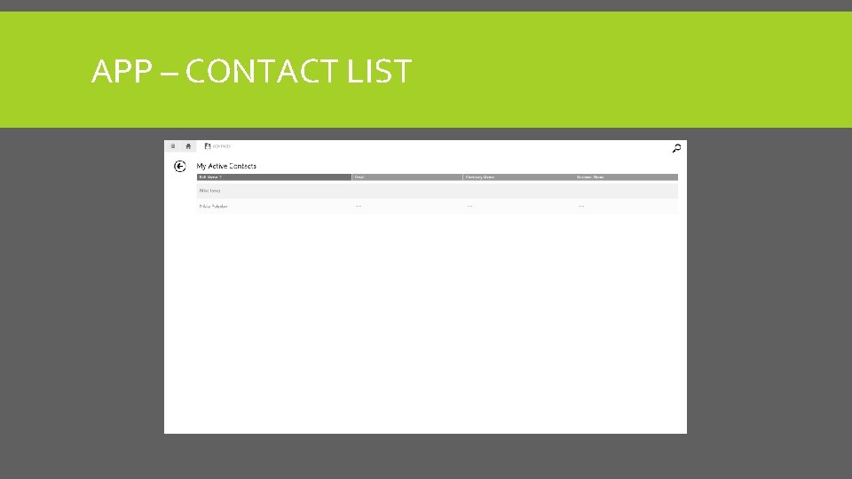 APP – CONTACT LIST 