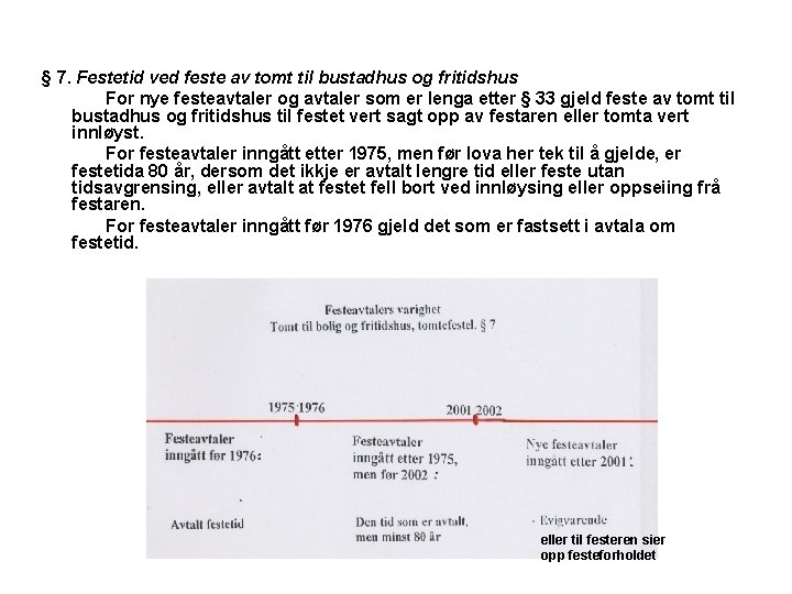 § 7. Festetid ved feste av tomt til bustadhus og fritidshus For nye festeavtaler