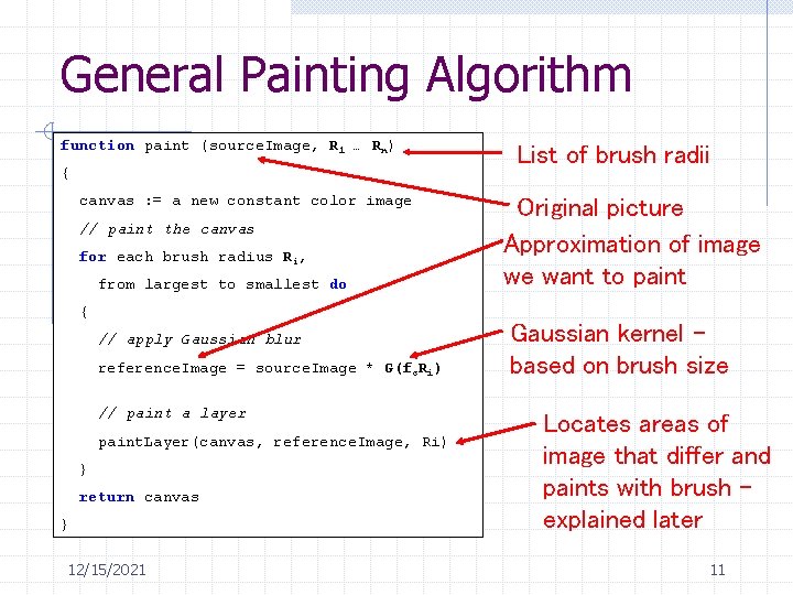 General Painting Algorithm function paint (source. Image, R 1 … Rn) { canvas :