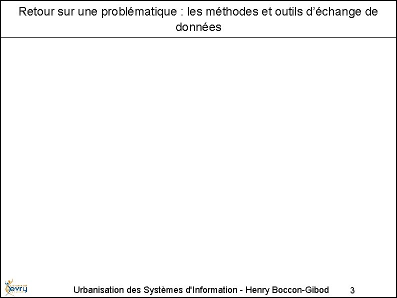 Retour sur une problématique : les méthodes et outils d’échange de données Urbanisation des