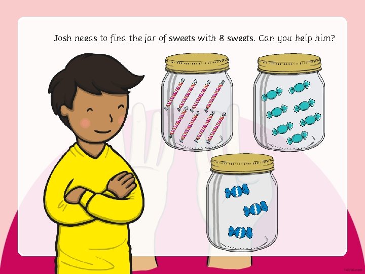 Josh needs to find the jar of sweets with 8 sweets. Can you help