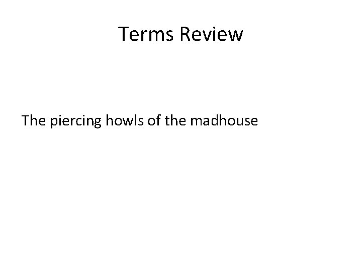 Terms Review The piercing howls of the madhouse 