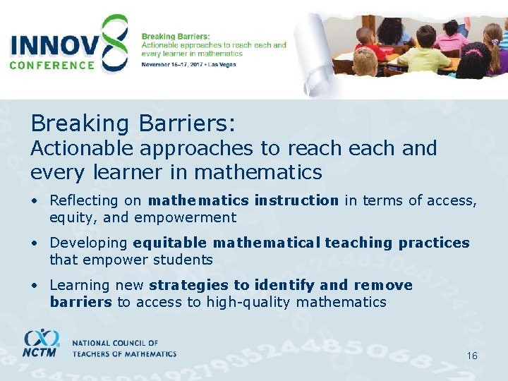 Innov 8 Premiere Breaking Barriers: Actionable approaches to reach and every learner in mathematics