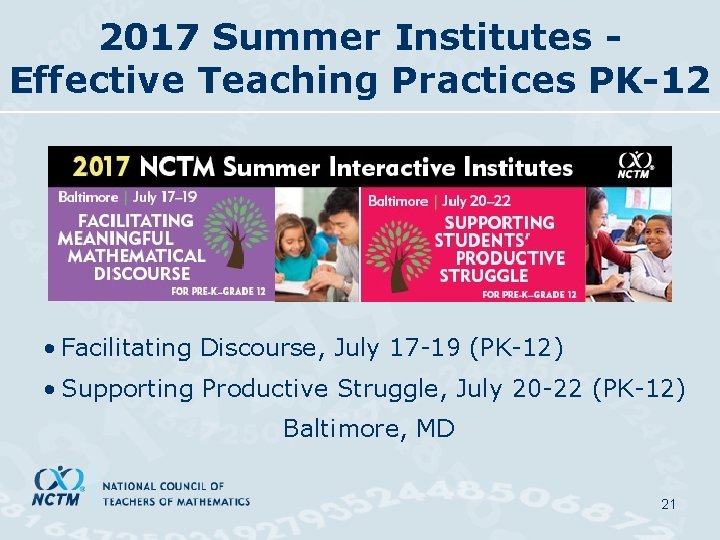 2017 Summer Institutes Effective Teaching Practices PK-12 • Facilitating Discourse, July 17 -19 (PK-12)