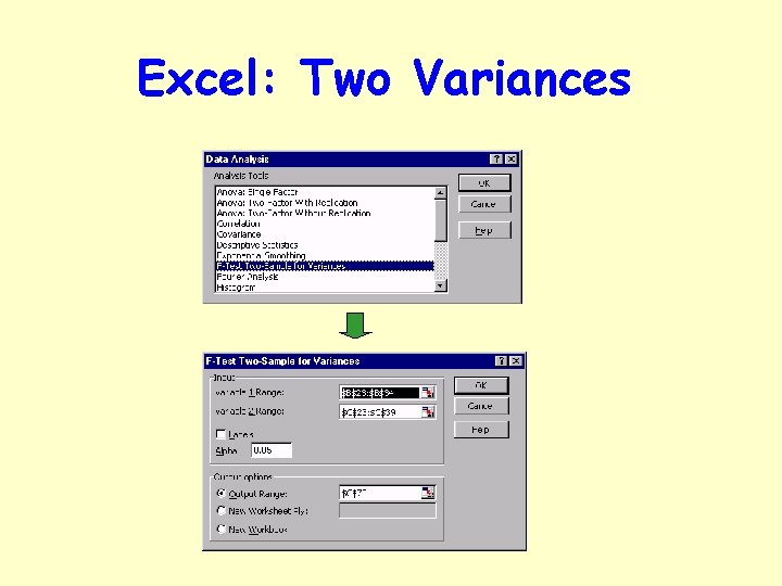 Excel: Two Variances 