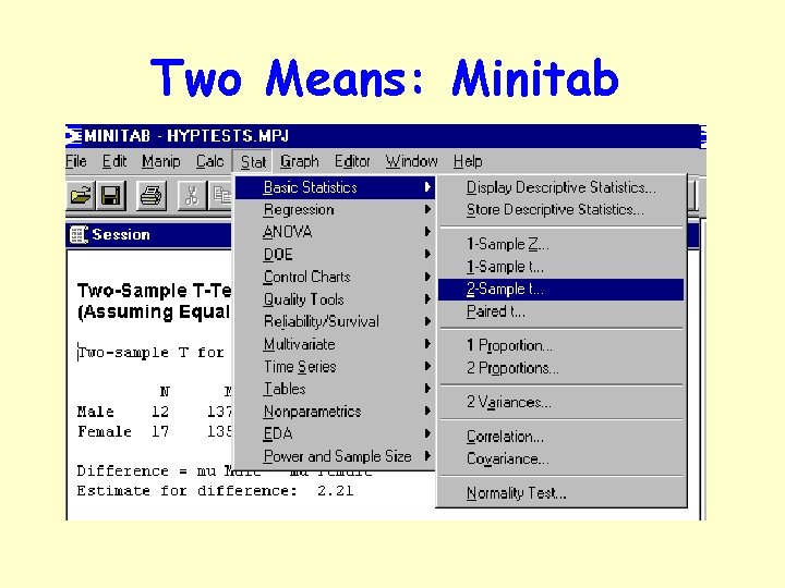 Two Means: Minitab 